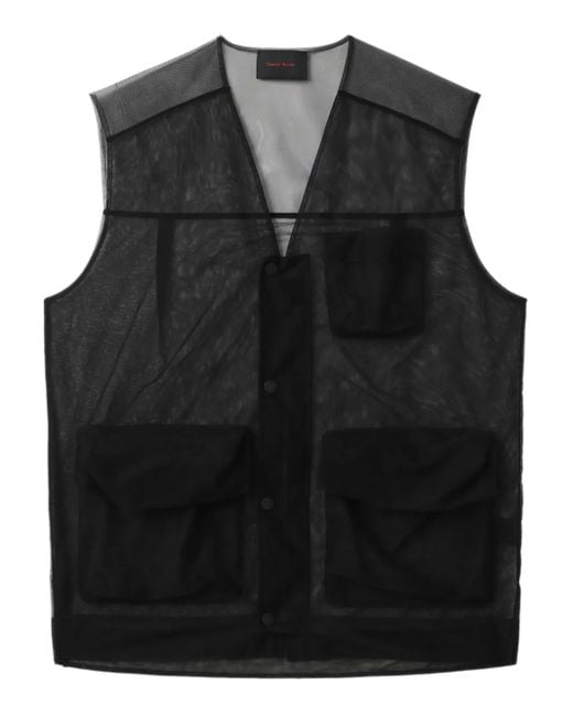 Simone Rocha Black Semi-Sheer Waistcoat for men