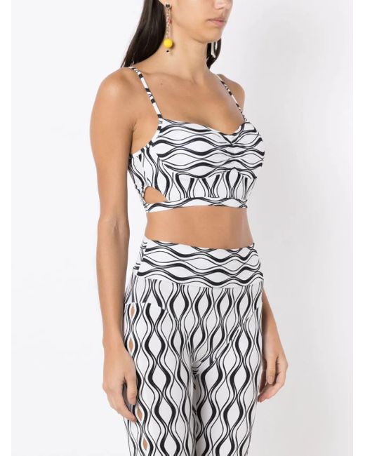 Amir Slama Metallic Wave-Print Crop Top