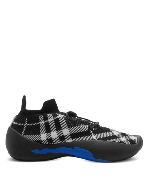 Burberry Blue Check Knit Neptune Sneakers