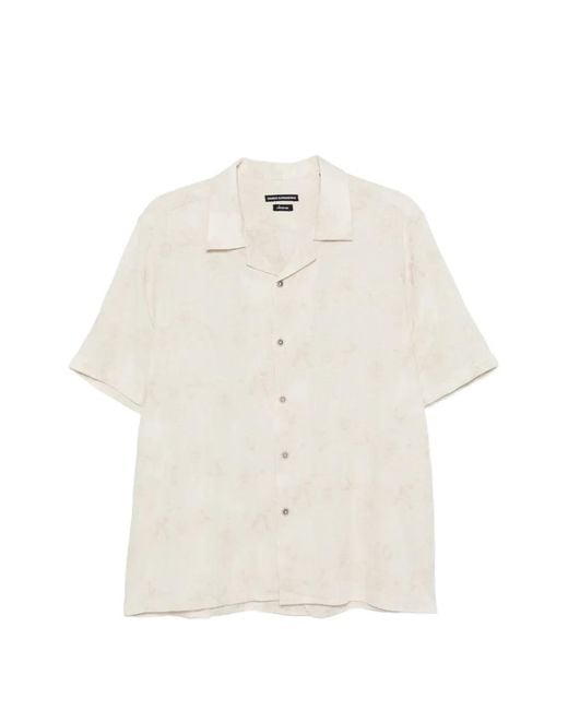 Daniele Alessandrini White Floral-Jacquard Short-Sleeve Shirt for men