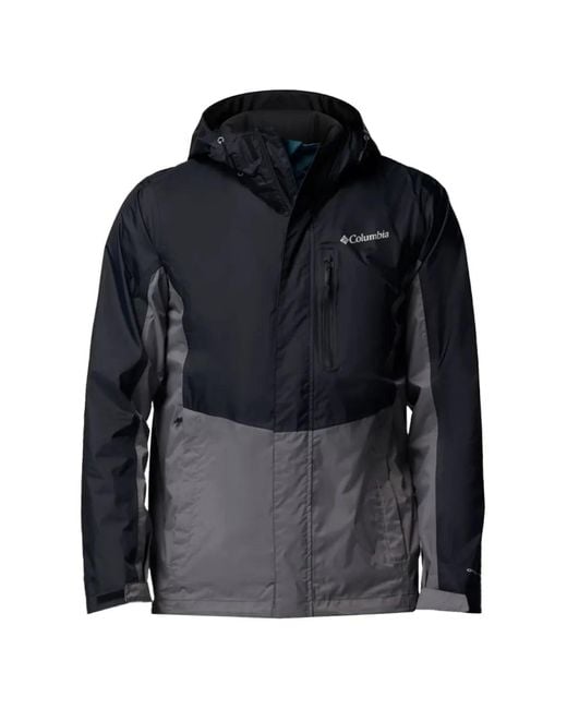 Columbia Black Hooded Colour-Block Jacket for men