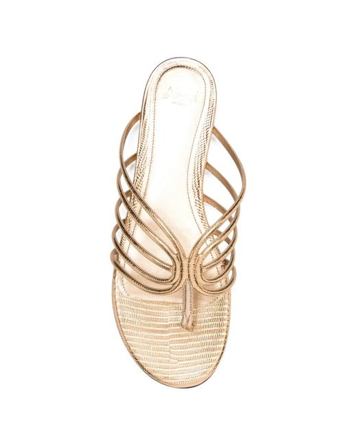 ALEVI White Strappy Metallic Leather Sandals