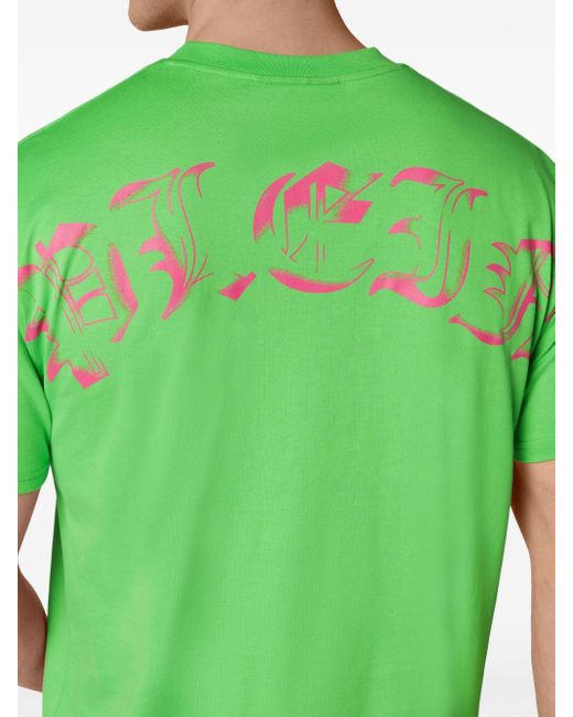 Philipp Plein Green Gothic Plein Cotton T-shirt for men
