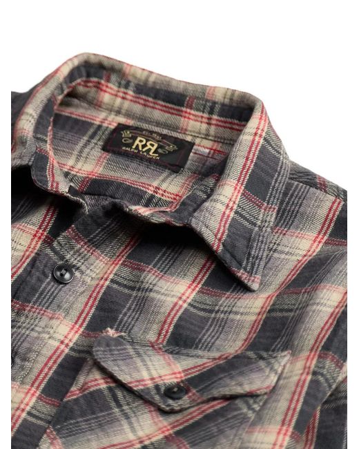 RRL Gray Checked Pocket Shirt for men