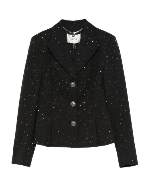 Nissa Black Embellished Button-Detail Jacket