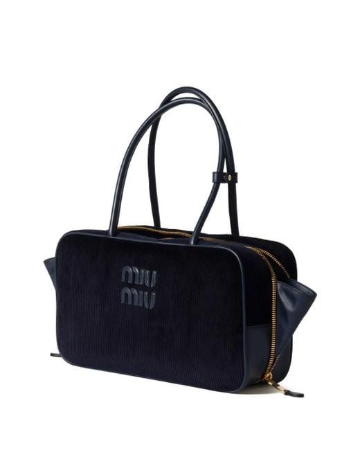Miu Miu Blue Corduroy Beau Shoulder Bag