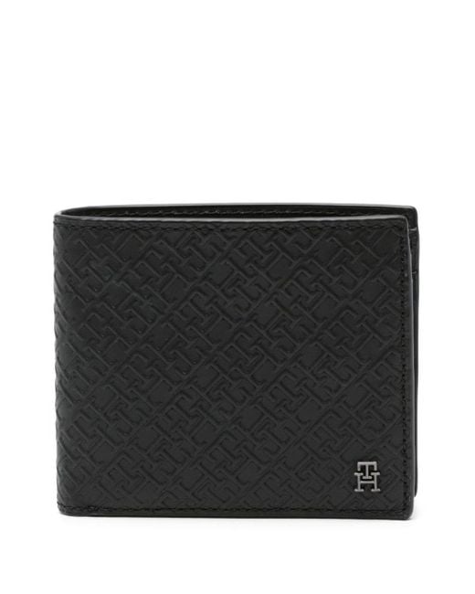Tommy Hilfiger Embossed monogram Leather Wallet in Black for Men