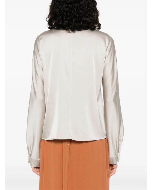 Forte_forte White Silk Blend Long-Sleeved Shirt With Tassel Detail