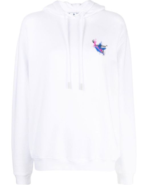 Off-White c/o Virgil Abloh Baumwolle Sweatshirt mit Print in Weiß Training und Fitnesskleidung Sweatshirts Damen Bekleidung Sport- 