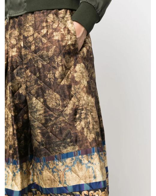 Pierre Louis Mascia Brown Mix-Print Pleated Midi Skirt