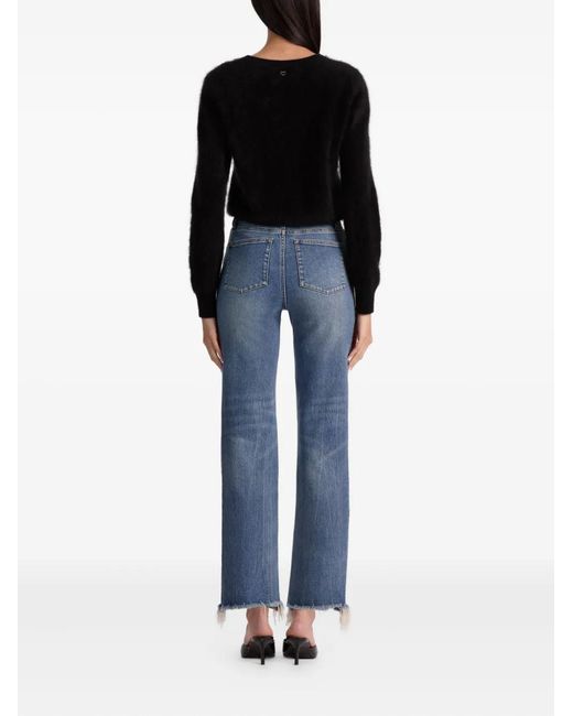 Alice + Olivia Black Carolee Crew-Neck Fluffy Sweater