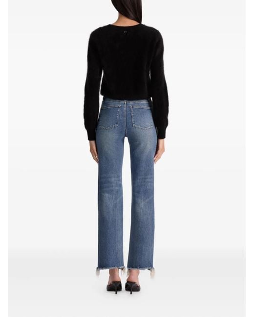 Alice + Olivia Black Crew-Neck Fluffy Sweater