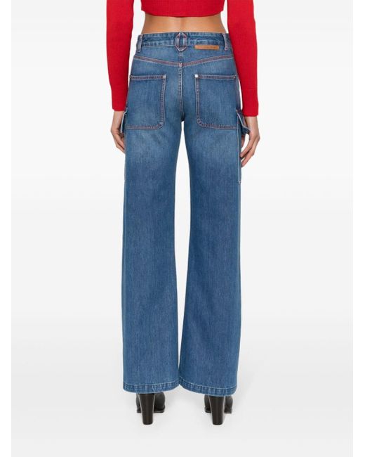 Stella McCartney Blue Weite Jeans mit Reißverschluss am Knöchel