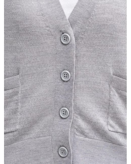 Benetton Gray Button-Up Patch-Pocket Cardigan