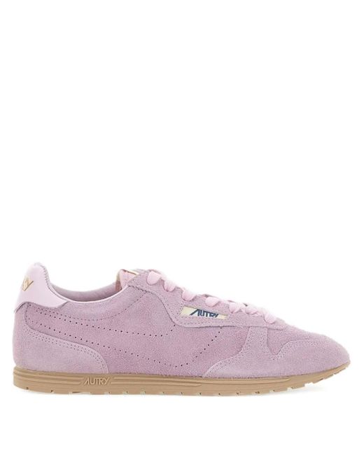 Autry Pink Suede Trainers