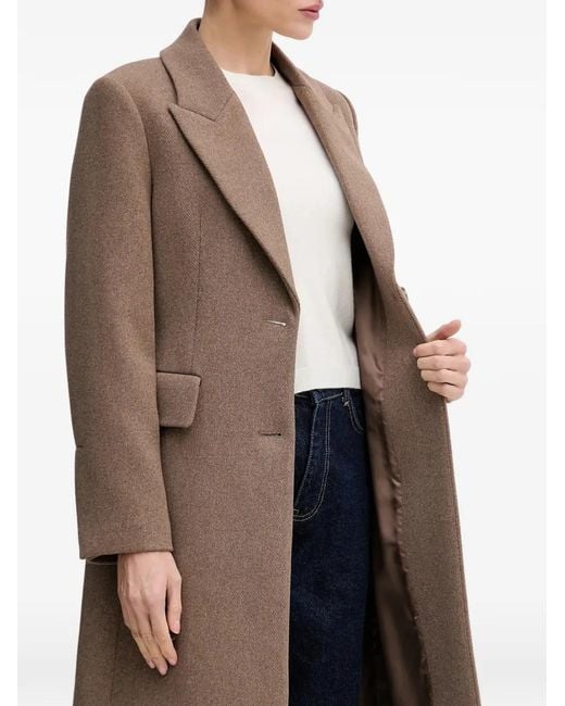 Sisley Natural Buttoned Flap-Pockets Single-Breasted Coat
