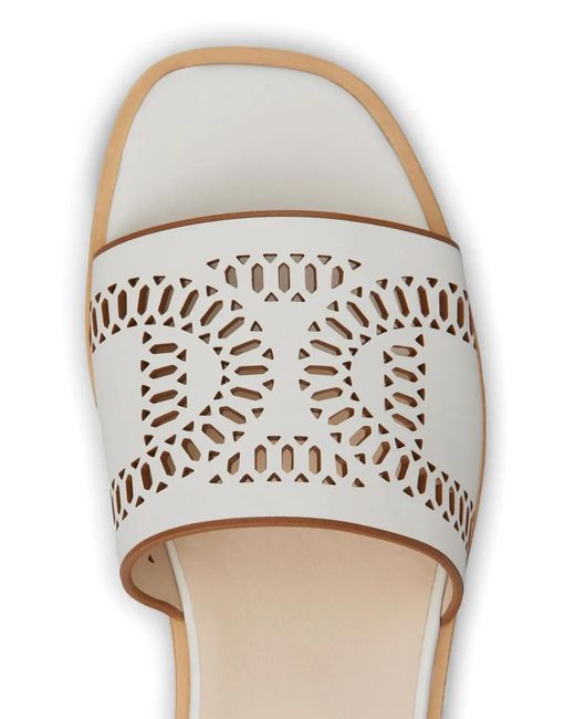 Tod's White Laser-Cut Leather Sandals