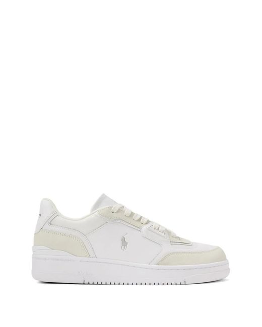 Polo Ralph Lauren White Open Masters Leather Suede Sneakers for men