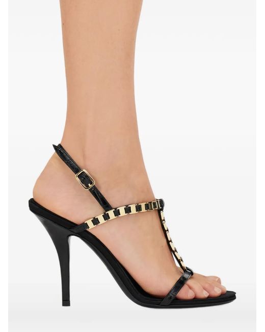 Ferragamo White Vara Chain T-Strap Sandals