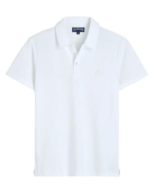 Vilebrequin White Embroidered-Turtle Polo Shirt for men