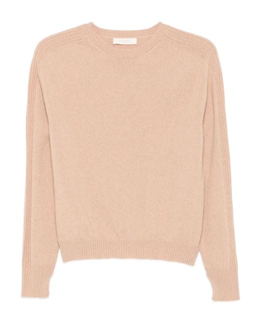 Twinset Natural Long-Sleeve Ribbed-Cuff Sweater