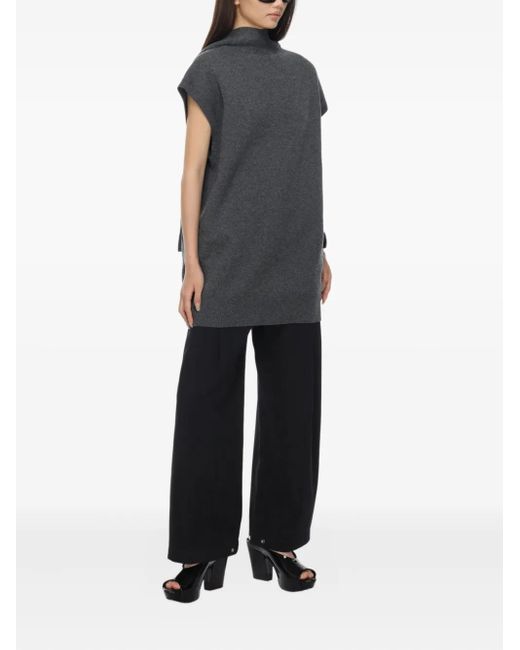 Carven Blue Short-Sleeve High-Neck Mini Dress