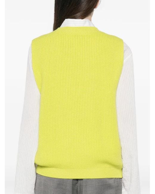 Liviana Conti Yellow Ribbed-Knit Vest