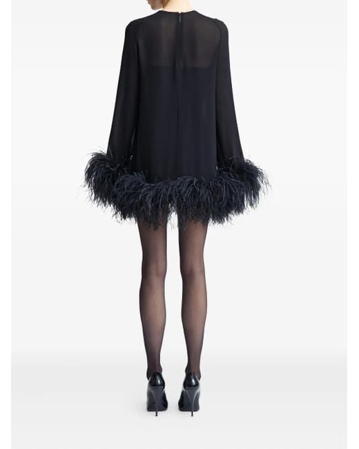 16Arlington Black Hodi Feather-Trim Mini Dress