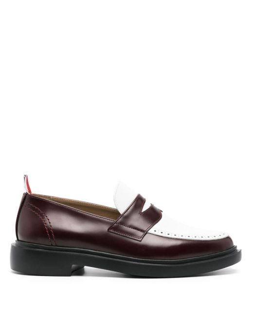 Thom Browne Brown Panelled Leather Loafers for men