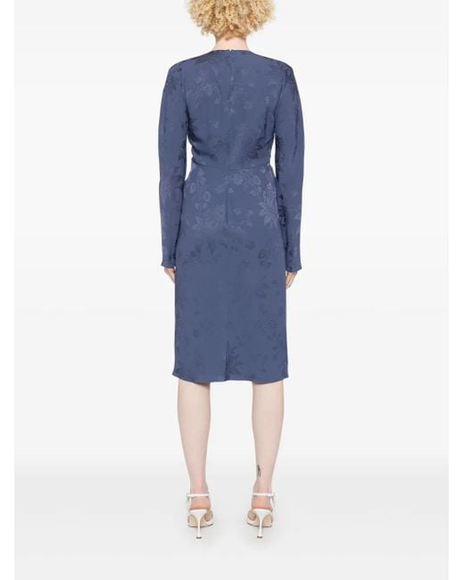 ワンピース ETRO JACQUARD MIDI DRESS Etro Jacquard Midi Dress in Blue | Lyst