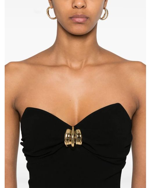 Elisabetta Franchi Black Jewel-Embellishment Crepe Top
