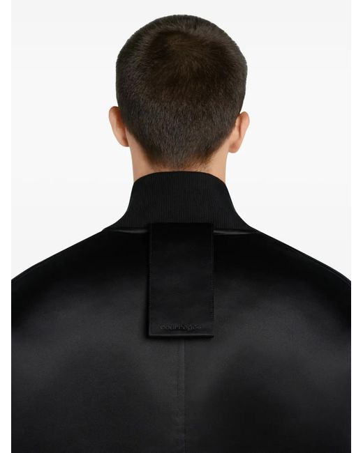 Courreges Black Satin Bomber Jacket for men