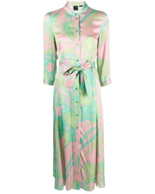 Pinko Green Kleid mit abstraktem Muster