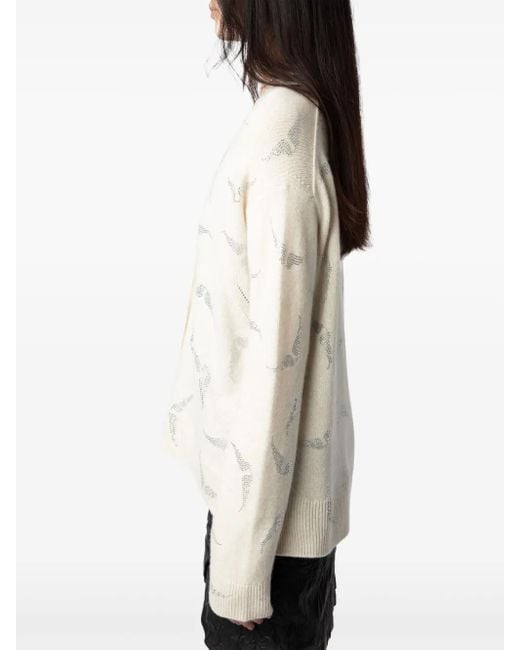 Zadig & Voltaire White Mirka Strass Wings Cardigan