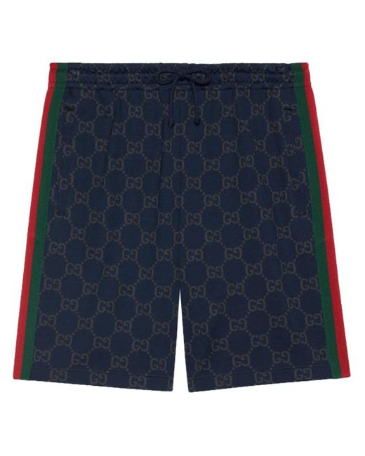 Gucci Blue Double G-print Cotton Track Shorts for men