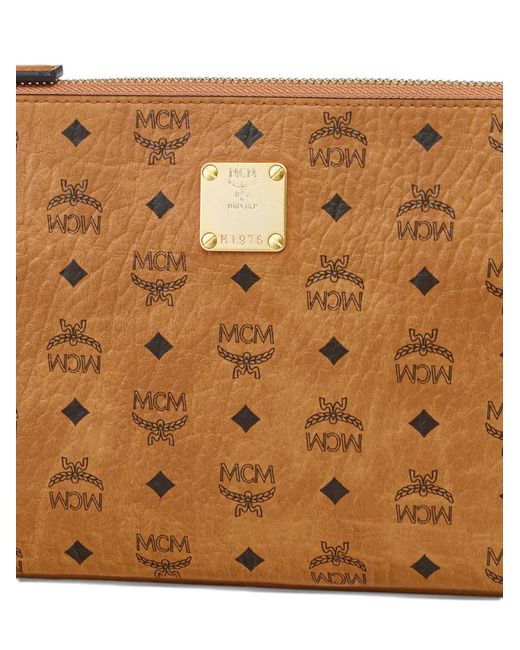 MCM Brown Visetos Aren Crossbody Pouch