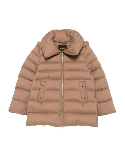 Moorer Brown Quilted Hooded Jacket