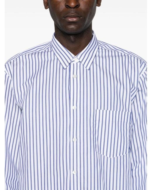 Halo-stripe cotton shirt Comme des Garçons pour homme en coloris Blue