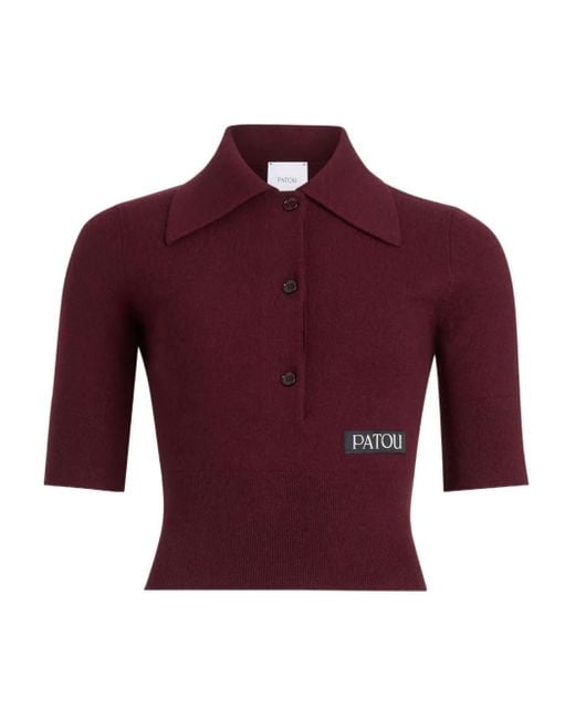 Patou Red Logo-Patch Polo Top