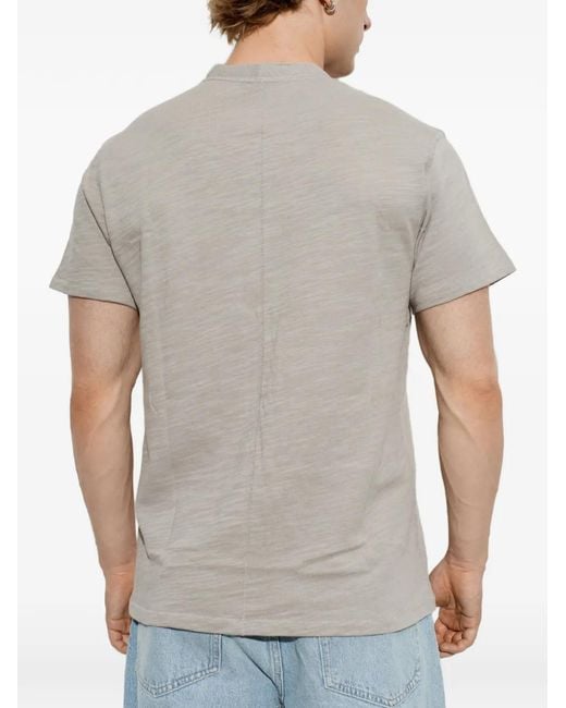 Rag & Bone Gray Raw-Edge Henley T-Shirt for men
