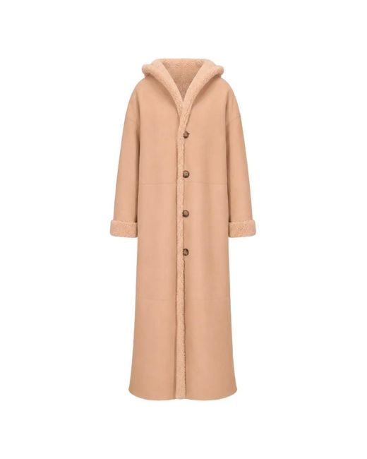 LA ROSE White Reversible Shearling Coat
