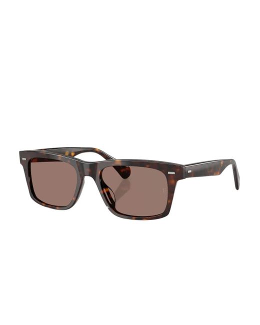 Oliver Peoples Brown Tortoiseshell Rectangle-Frame Sunglasses for men