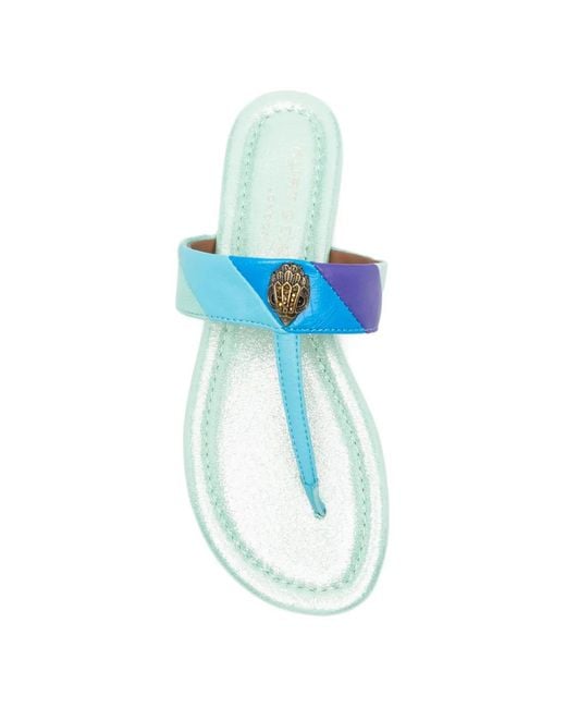 Kurt Geiger Blue Kensington T-Bar Flat Sandals