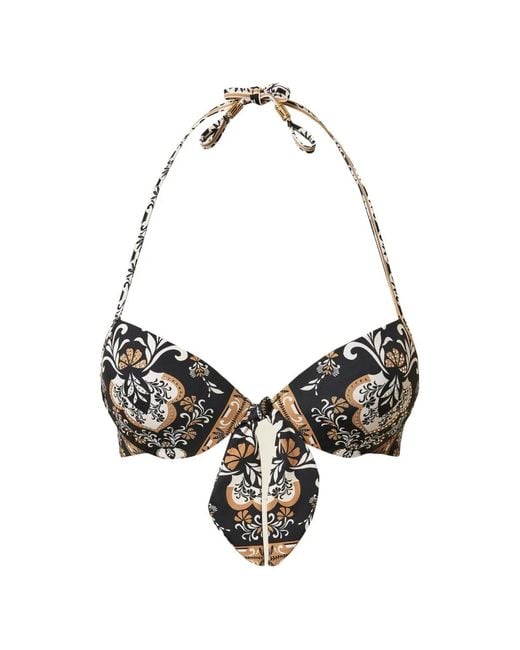 Twinset Metallic Foulard-Print Push-Up Bikini Top