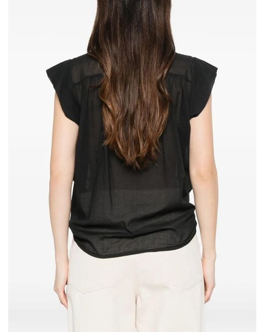 Dixie Black Blouse À Détail Noué