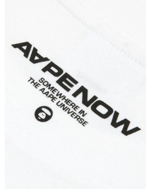 Aape By A Bathing Ape White Logo Long-Sleeve T-Shirt for men