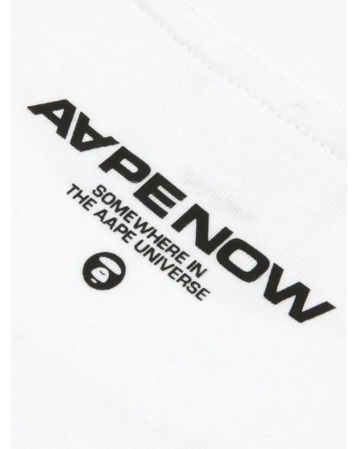 Aape By A Bathing Ape White Logo Long-Sleeve T-Shirt for men