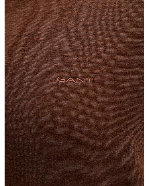 Gant Brown Logo-Embroidered T-Shirt for men
