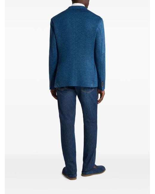 Etro Blue Single-Breasted Blazer for men