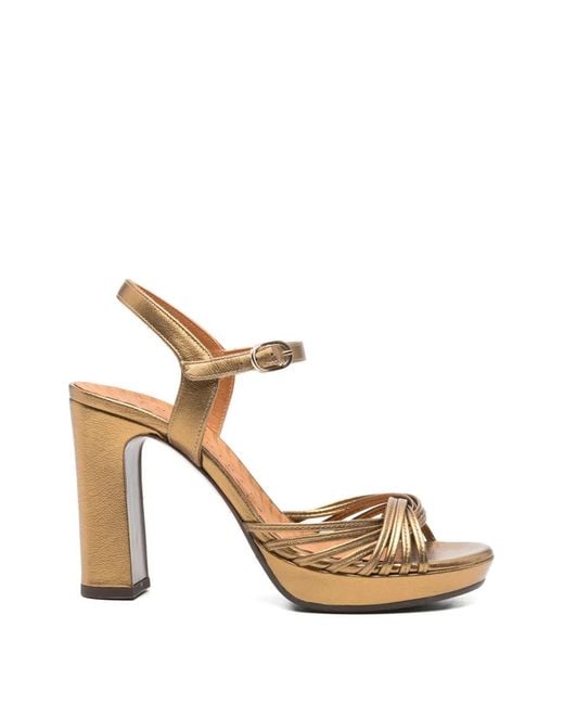 Chie Mihara Metallic Woven Platform Sandals